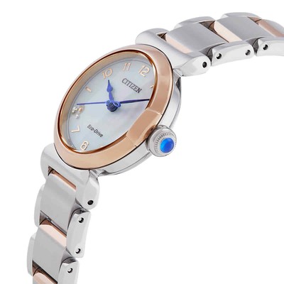 Pre-owned Citizen L Mae White Mop Dial Ladies Watch Em1136-87d