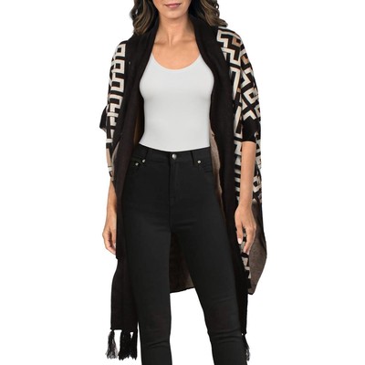 Женский черный вязаный шарф-накидка с принтом Anne Klein S BHFO 2833