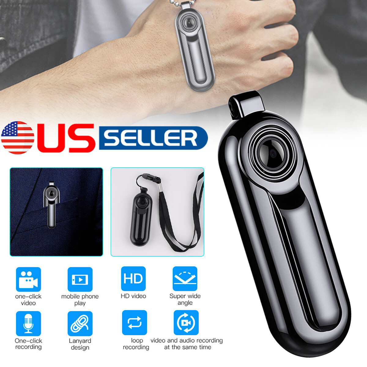 Mini Wearable Hidden Spy Camera HD 1080P Pocket Video Voice Recorder Necklace DV