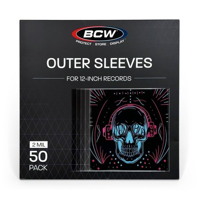 BCW 12-Inch 33 RPM Record Outer Sleeves - 2 MIL Polypropylene - Pack of 50