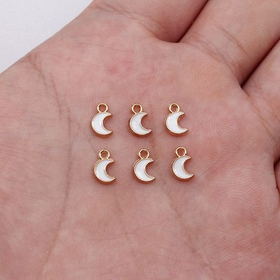 300 Pcs Multicolor Alloy Enamel Moon Charms Pendant 8x5MM Diy Making D20281