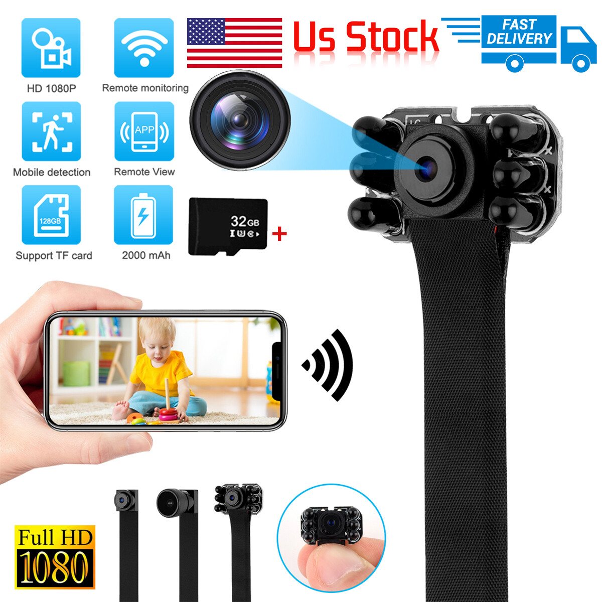 4k Mini WIFI Hidden Cam Wireless HD1080P Pinhole DVR Screw DIY Spy Motion Camera
