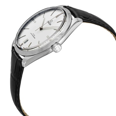 Pre-owned Omega De Ville Silver Dial Black Leather Men's Watch 435.13.40.21.02.001