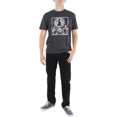 

Мужская хлопковая футболка с круглым вырезом и рисунком Keith Haring BHFO 0632, Lcn kei black/world, 3611574