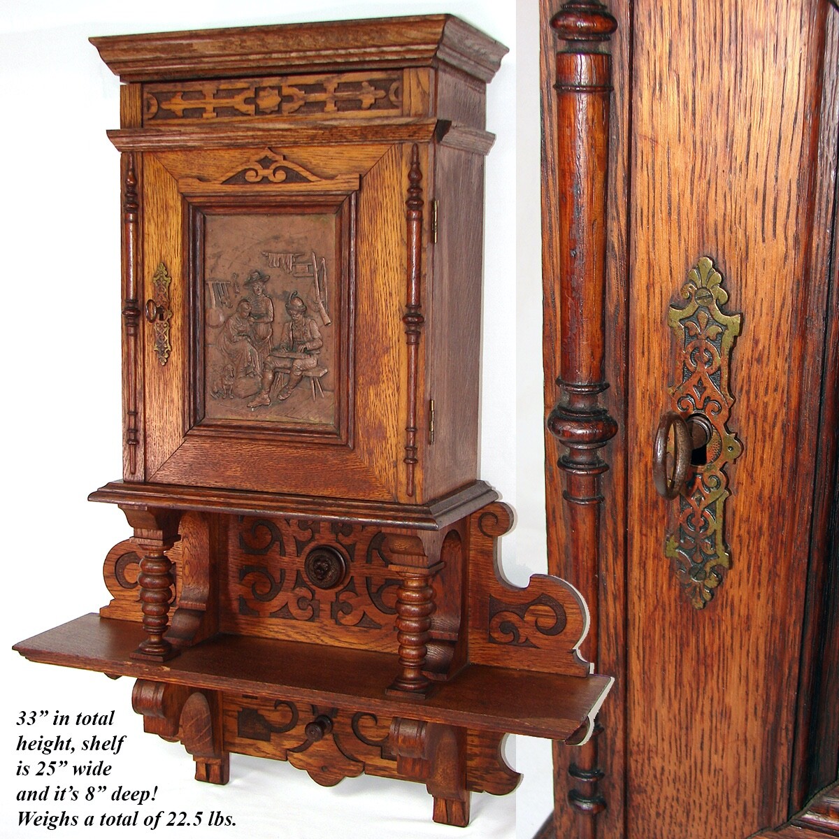 Antique Victorian Era Carved European Oak 33
