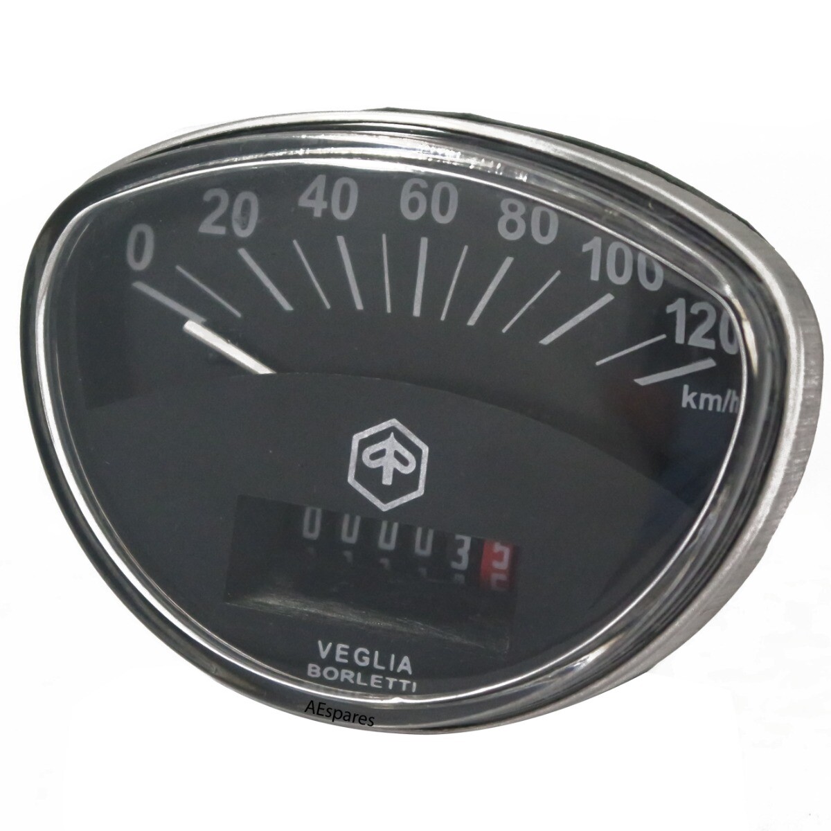 Vespa Veglia Piaggio Logo 120 Kph Black Face Speedometer  Super Rally VMA 