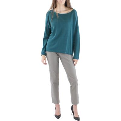 

Eileen Fisher Womens Green Bateau Neck Knit Tee Pullover Top Shirt  BHFO 4441, Agean