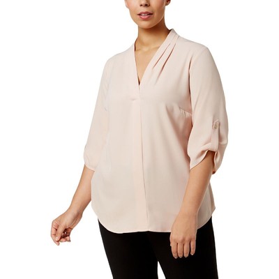 

Женская розовая вязаная офисная деловая блузка Calvin Klein Top Plus  BHFO 5869, Blush