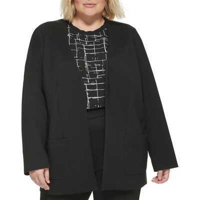 Женский черный однотонный блейзер без воротника Ponte от Calvin Klein Plus 14W BHFO 4465