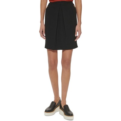 Женская черная однотонная юбка трапециевидной формы длиной выше колена DKNY XS BHFO 7525