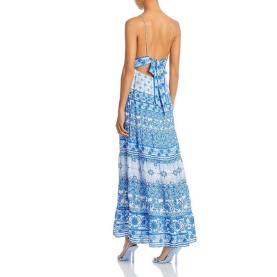 Pre-owned Alice And Olivia Womens Karolina Blue Chiffon Floral Maxi Dress 12 Bhfo 8983 In Greek Tile