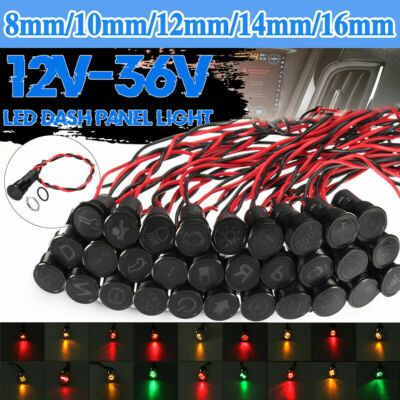 8mm 12V-24V LED Dash Panel Warning Pilot Light Indicator Lamp Car Boat Black