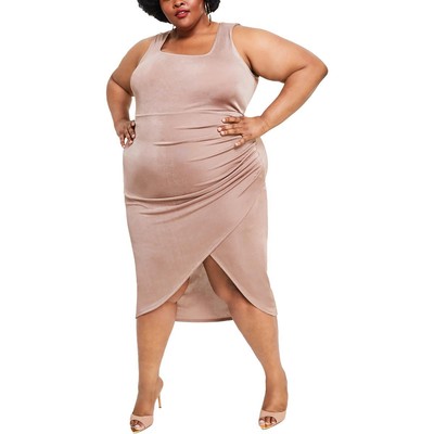 Женское коричневое облегающее платье-стрейч с рюшами Nina Parker Plus 3X BHFO 5159