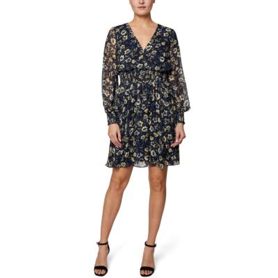 

Женское мини-платье Laundry by Shelli Segal с цветочным принтом и V-образным вырезом, Navy multi