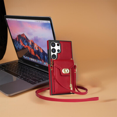 Leather Wallet Card Bag Case Crossbody For Samsung S23 S22 Ultra Plus S21 S20 FE
