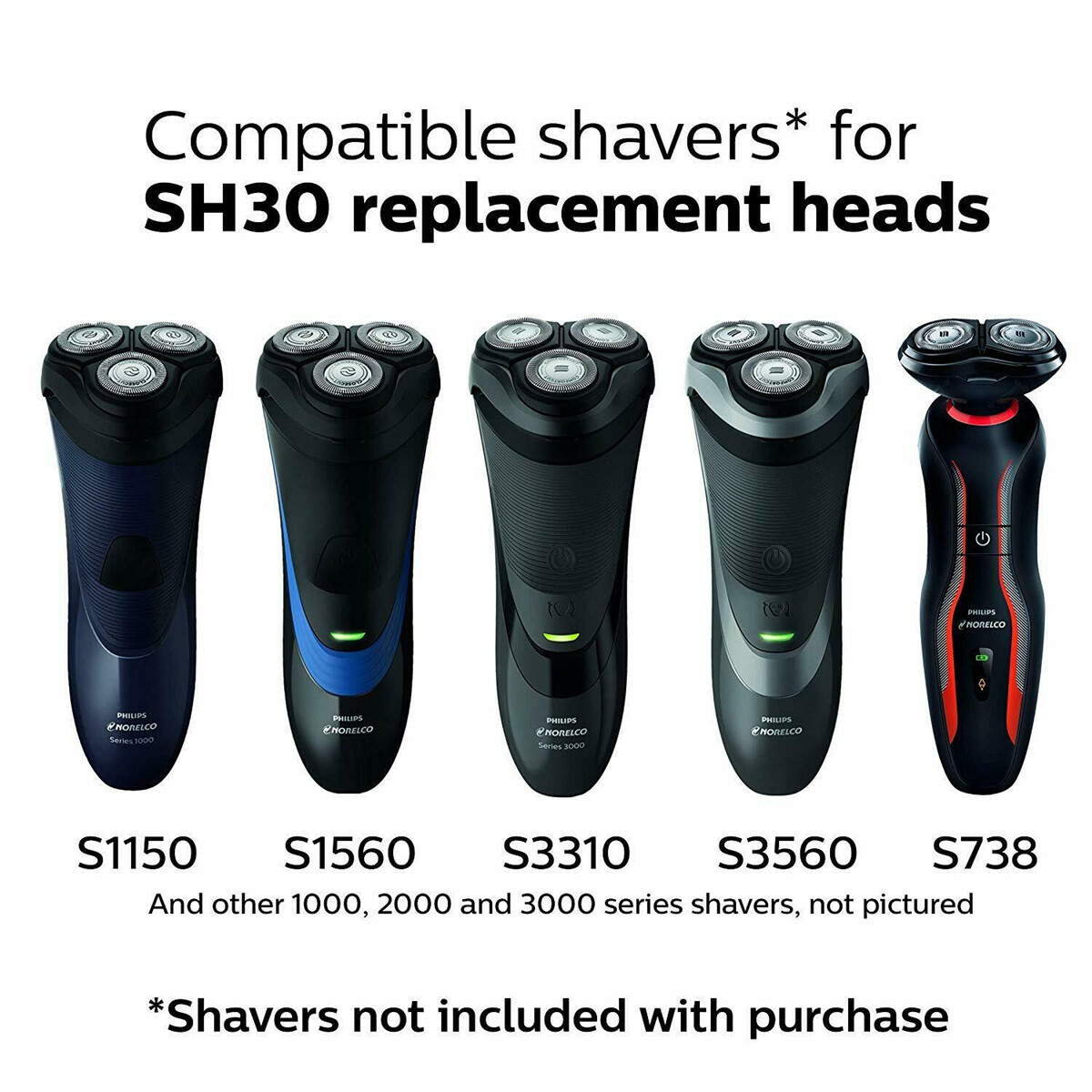 3Pcs SH30/52 Replacement Shaver Head For Norel Series 1000 2000 3000 Razor Blade