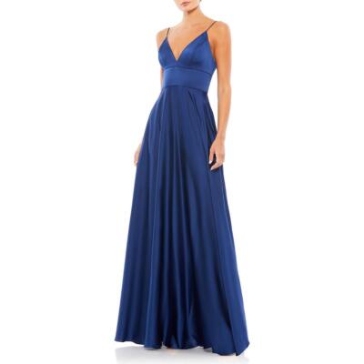 

Женское атласное вечернее платье без рукавов Ieena for Mac Duggal BHFO 7560, Navy