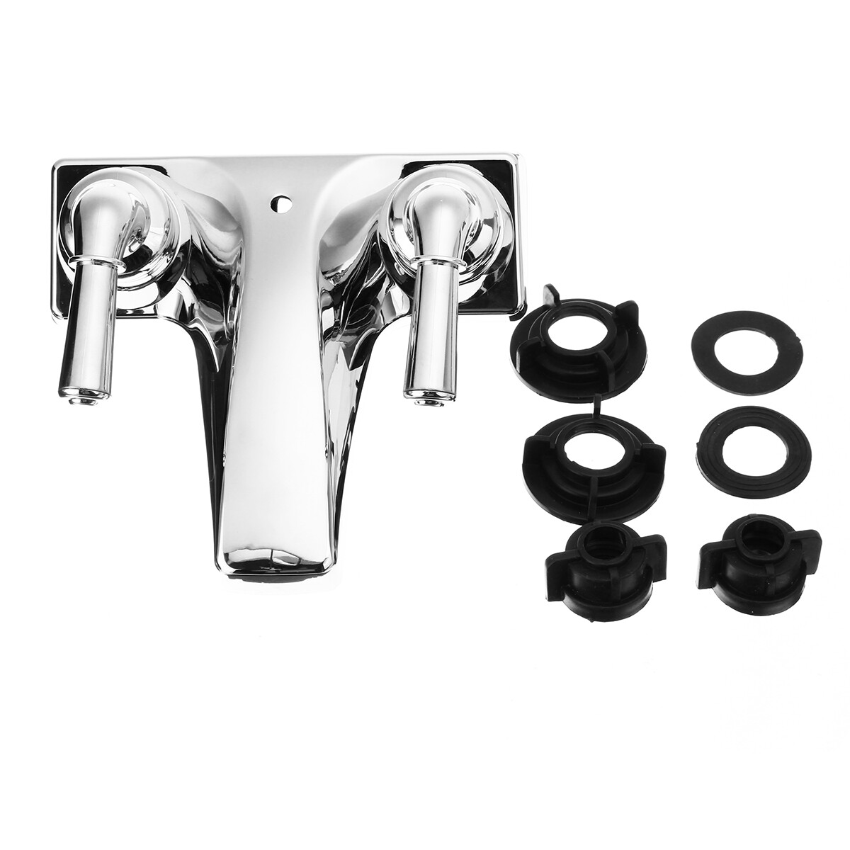 Universal Chrome Plastic Basin Sink Faucet Lavatory 2 Handles Vanity Mixer Tap