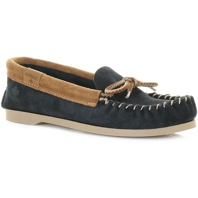 

Женские синие кожаные туфли Amimoc Navajo CANADA MOC 6, средние (B,M) BHFO 5138, Suede/deep grey, CANADA MOC