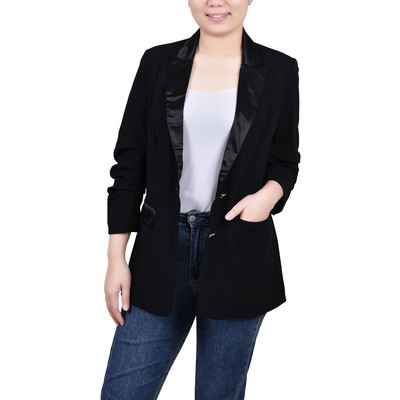 Модный женский черный блейзер на двух пуговицах Petites PM BHFO 9678 из коллекции NY Collection