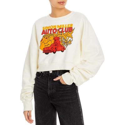 

Женская укороченная толстовка из белого хлопка Simon Miller Loungewear  BHFO 5736, Белый