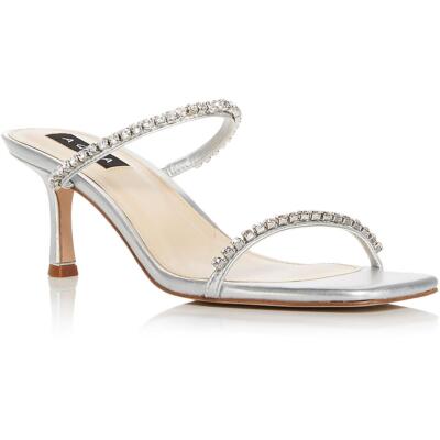 

Aqua Womens Lily Faux Leather Strappy Rhinestone Kitten Heels Shoes BHFO 1587, Lily