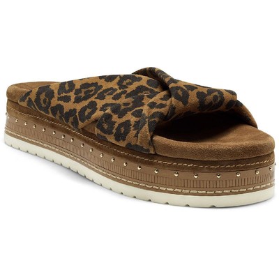

Vince Camuto Женские коричневые шлепанцы на плоской подошве VC Rareden 5 Medium (B,M) BHFO 5992, Summer natural leopard leather, VC Rareden