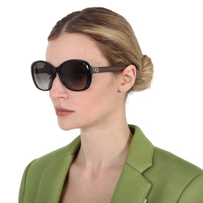 Pre-owned Gucci Brown Gradient Round Ladies Sunglasses Gg0849sk 001 59 Gg0849sk 001 59