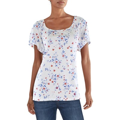 

Женская белая футболка с цветочным принтом Style - Co.  BHFO 0478, White floral