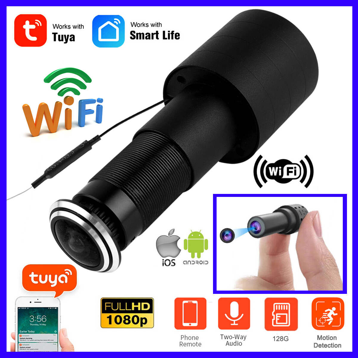 WiFi Wireless Door Peephole Camera Motion Detect Recording f