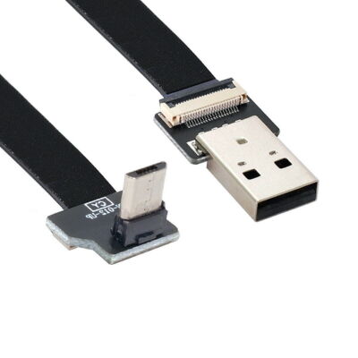 Up Angled USB 2.0 Type-A Male to Micro USB 5Pin Male Data Flat Slim FPC Cable