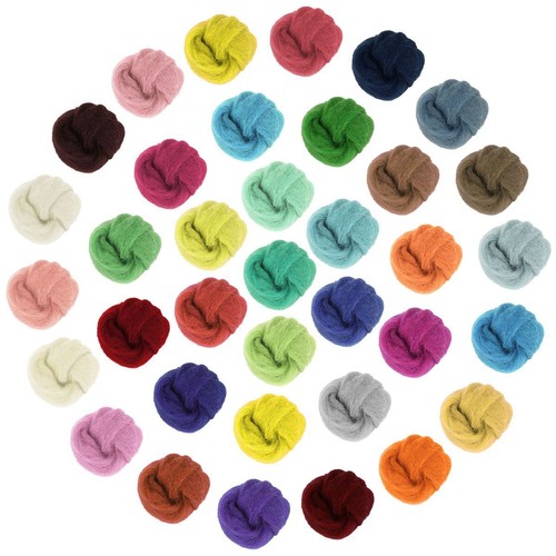 30/50Color Wool Fibre Roving DIY Needles Felting Starter Kit Handcraft Mat Tools