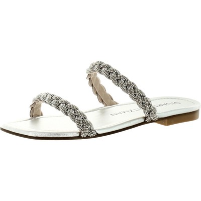 

Stuart Weitzman Женские серебряные шлепанцы Addison 5.5 Medium (B,M) BHFO 4953, Серебряный, Addison