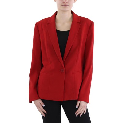Kasper Womens Red Ponte Button Close Non-Vented Blazer Jacket 14 BHFO 4995