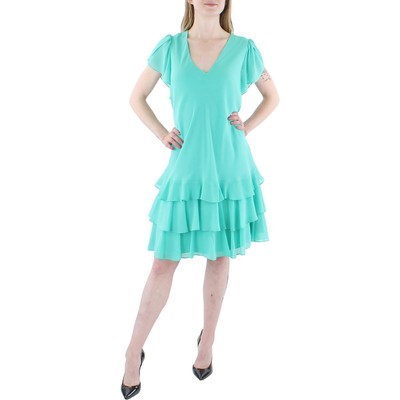 Женское синее платье-сорочка из жоржета с заниженной талией Lauren Ralph Lauren 6 BHFO 7137