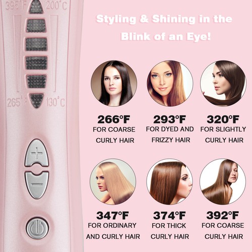 Hair Straightener Brush Straightening Curler Hot Comb Electric Adjustable Heat