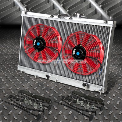 2-РЯДНЫЙ АЛЮМИНИЕВЫЙ РАДИАТОР + 2X 12 ВЕНТИЛЯТОРОВ КРАСНОГО ЦВЕТА ДЛЯ 90-93 ACCORD CB/92-96 PRELUDE BB F22