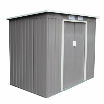 XL Metall Gerätehaus Geräteschuppen Garten Schuppen Gartenhaus Pultdach NEU GRAU
