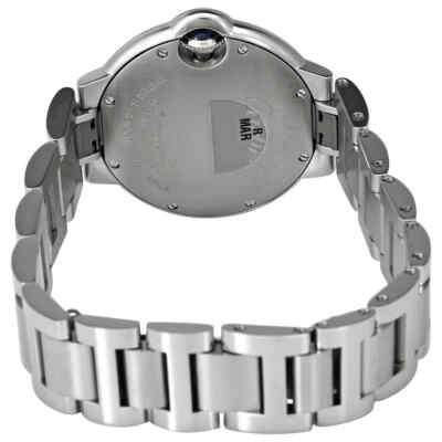 Pre-owned Cartier Ballon Bleu 33 Mm Automatic Diamond Silver Dial Ladies Watch W4bb0021