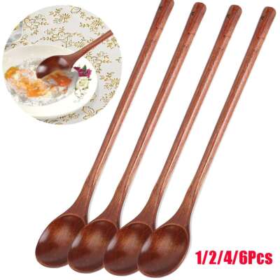 2/4/6pcs Wooden Cooking Spoons 13'' for Mixing, Baking, Serving Kitchen Utensils