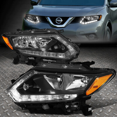ДЛЯ 14-16 NISSAN ROGUE ЧЕРНЫЙ КОРПУС ЯНТАРНЫЙ УГЛОВОЙ СВЕТОДИОД ДХО ГОЛОВНЫЕ ФОНАРИ