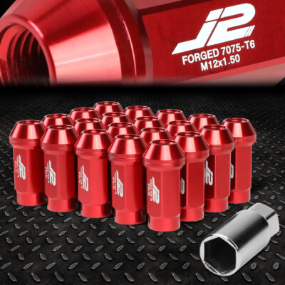 J2 ENGINEERING 7075 АЛЮМИНИЕВЫЙ M12X1,5 20 ШТ. 50 ММ ГАЙКА С ЗАКРЫТЫМ КОНЦЕВЫМ ПРОУШКОМ С КРАСНЫМ КЛЮЧОМ