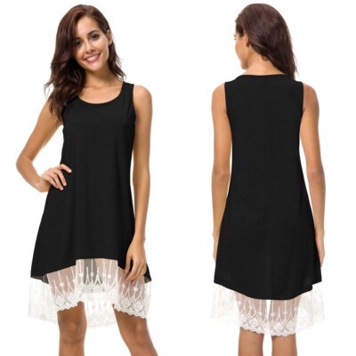 Women's Sleeveless Tank Loose Dress Soft Cotton Casual Vest Dresses S to 2XL
