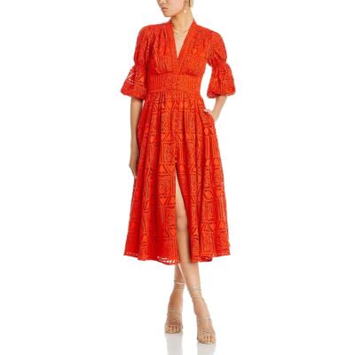 Культовое женское платье миди с вышивкой Willow Orange дневного цвета от Cult Gaia, XS BHFO 8754