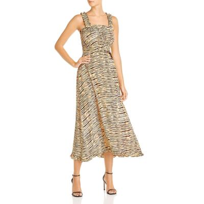 

Женское платье миди со сборками и оборками Faithfull the Brand Saint Tropez BHFO 2128, Zebra