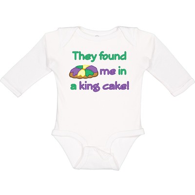 Inktastic They Found Me In A King Cake Long Sleeve Creeper Prize New Orleans Fat