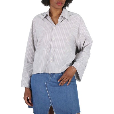 Pre-owned Maison Margiela Mm6  Ladies Striped Cotton Cropped Shirt In Multicolor