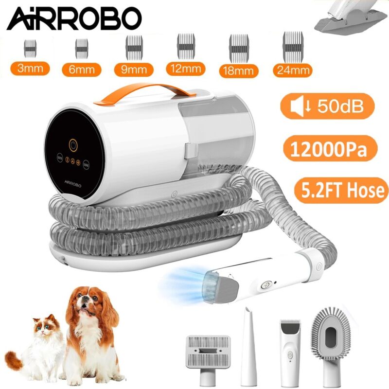 12000Pa Pet Grooming Kit & Vacuum,Professional Grooming Clipper Tools AIRROBO