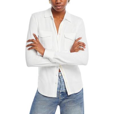 Rag & Bone Womens White Solid Long Sleeve Blouse Button-Down Top M BHFO 1116