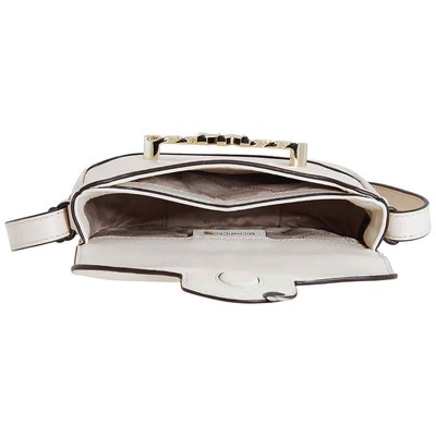 Pre-owned Michael Kors Hally Signature Saddle Crossbody Bag - Light Cream 32f1l2hc1l-289